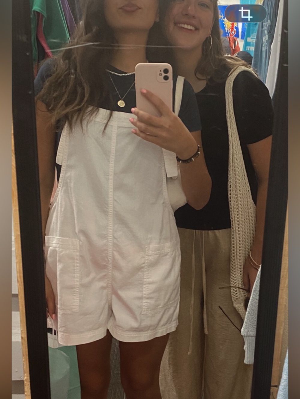 aerie White Short Overalls